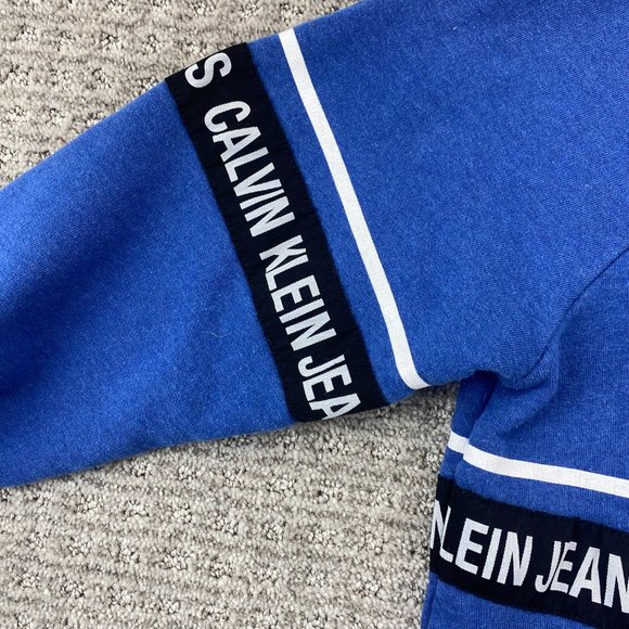 Calvin Klein Jeans Sweater Women Small S Blue Pullover Sweater Spell Out Ladies - Picture 3 of 11